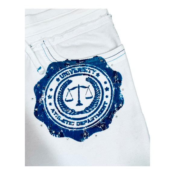 NWOT Jade Athletics Joggers Cropped White with Blue Size M - Picture 4 of 8